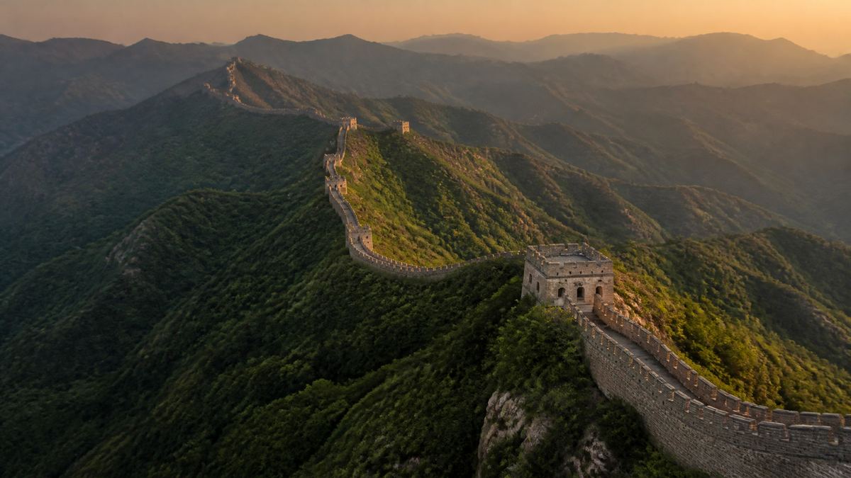 A Muralha da China vista do alto: comprida, mas estreita